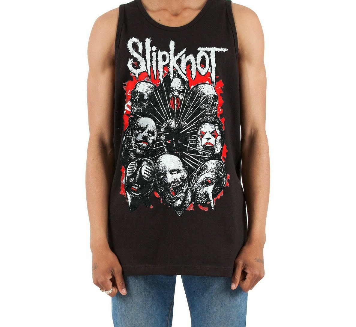 SLIPKNOT FACES Heavy Metal Band Black Tank Top