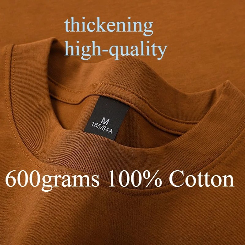 600g Heavyweight Oversized Solid Color 100% Cotton T-Shirt For Men Women