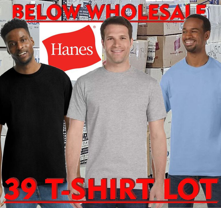 Below WHOLESALE Blank DiY T-Shirt – 39 HANES 5180 5250 Bulk Lot