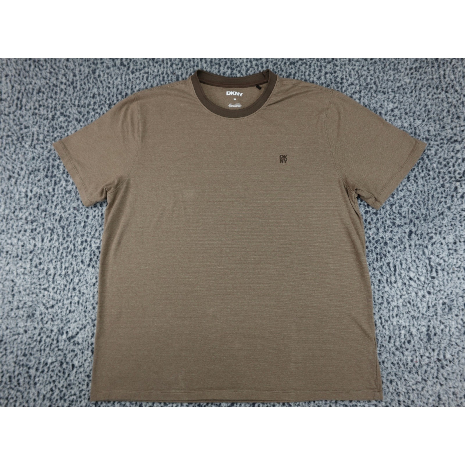 DKNY T-Shirt Mens XL Brown Excellent Ribbed Texture Short Sleeve Cotton Spandex