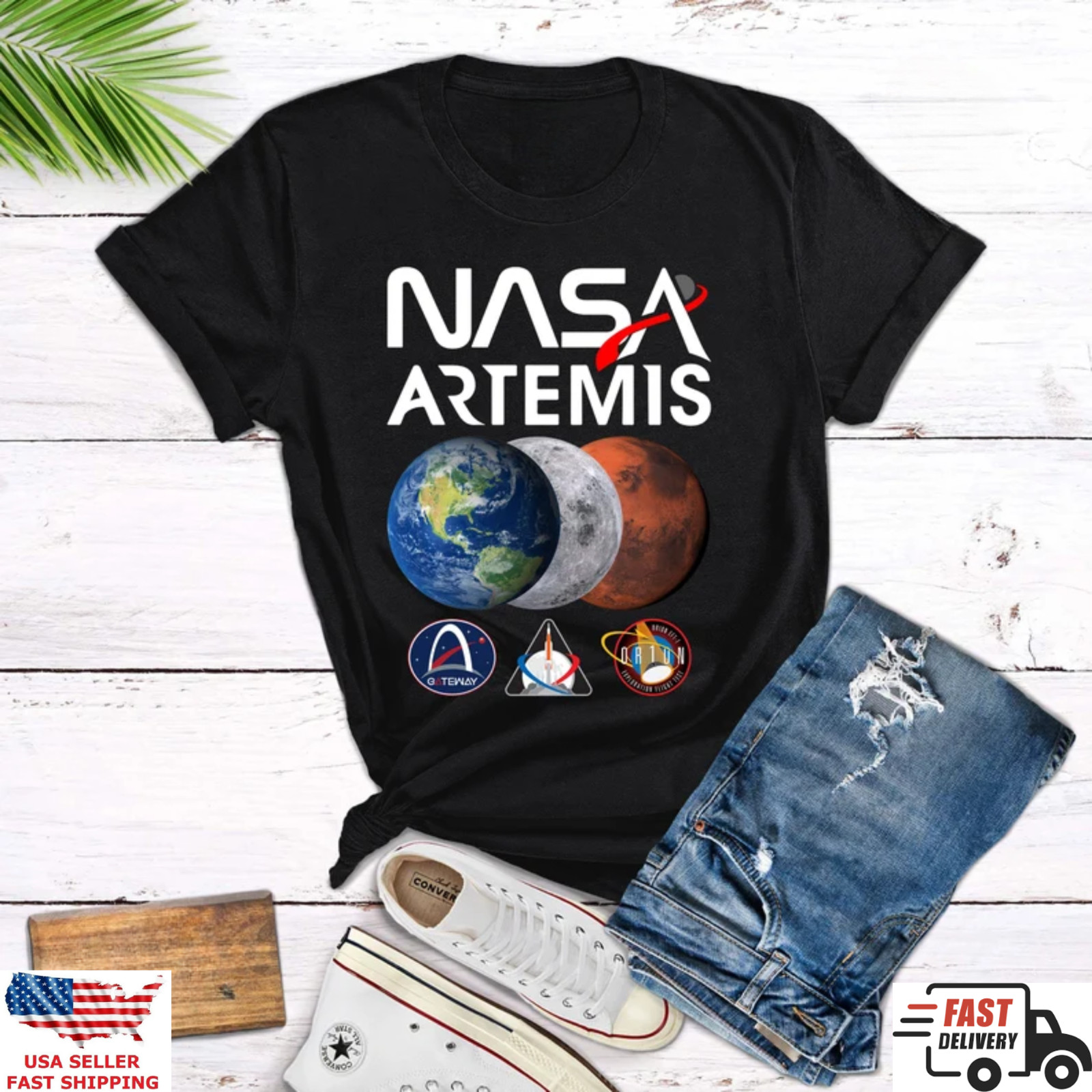 NASA Artemis Program Shirt Space Mission Moon Mars Graphic Tee Unisex