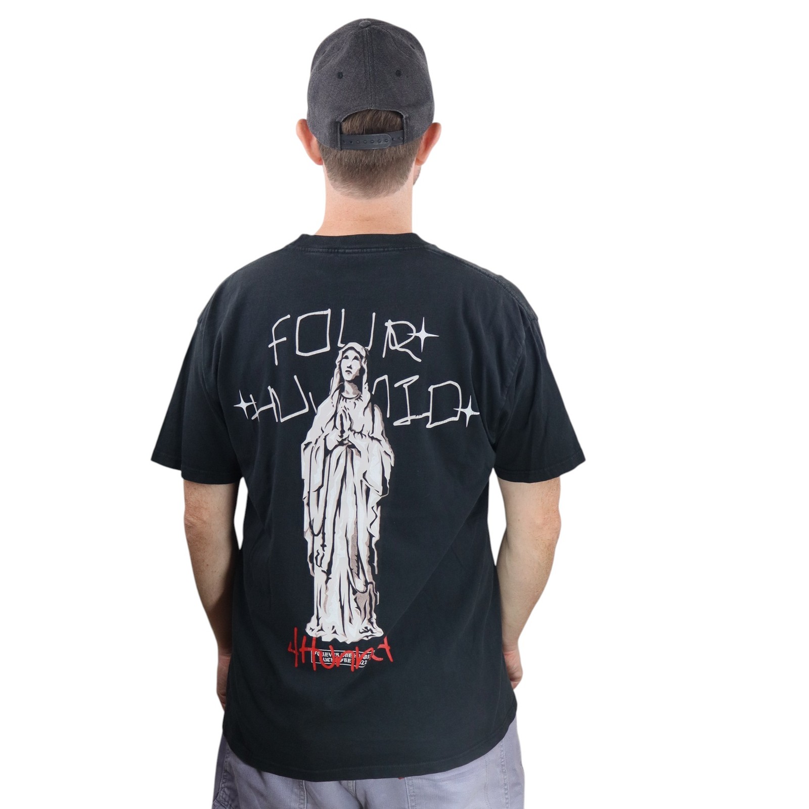 4Hunnid Four Hundred T Shirt Mens Large Black Rap Maria Jesus West Coast Vtg Tee