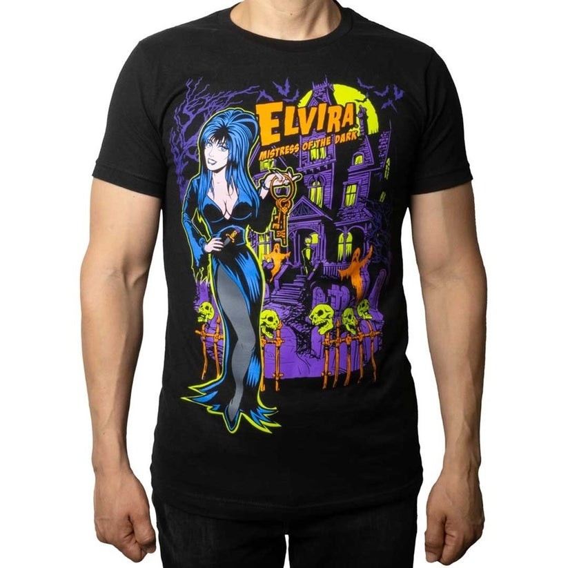 Kreepsville Elvira Haunted House T-shirt Carnival Ghouls Bats Tee S-M-L-XL-2X-3X