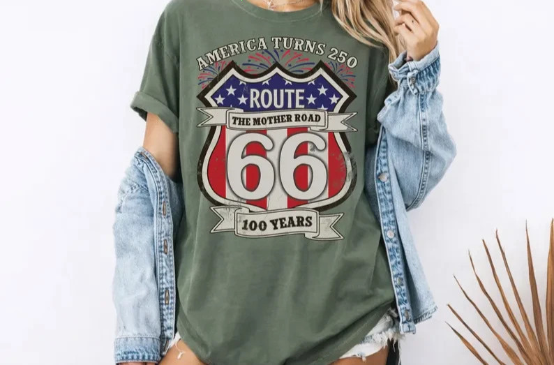 Route 66 100th Anniversary 250 Vintage Shirt Patriotic Tee