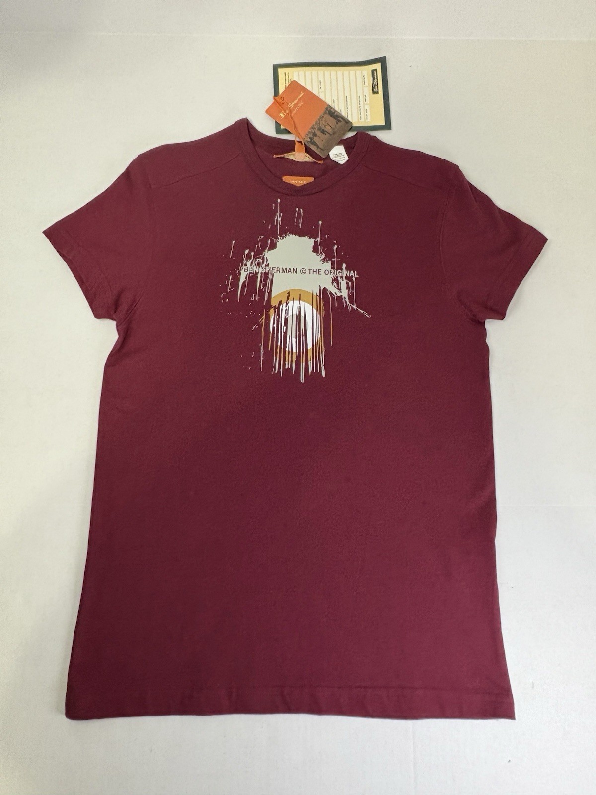 Ben Sherman ORIGINAL SERIES T-SHIRT Graphic Size S NWT Maroon VTG Shirt