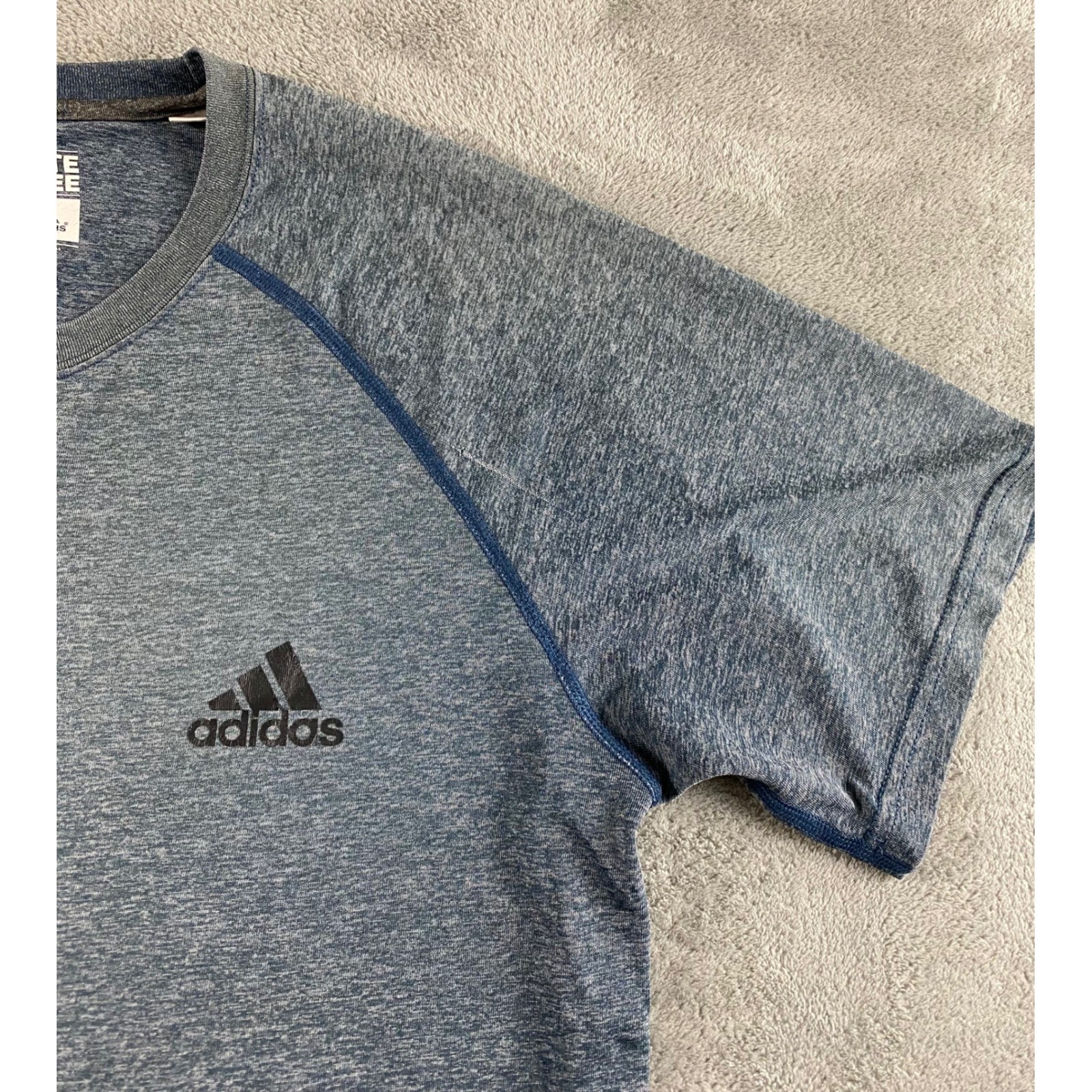 Adidas Ultimate Tee Mens Large Blue Heathered Performance Athletic T-Shirt Logo