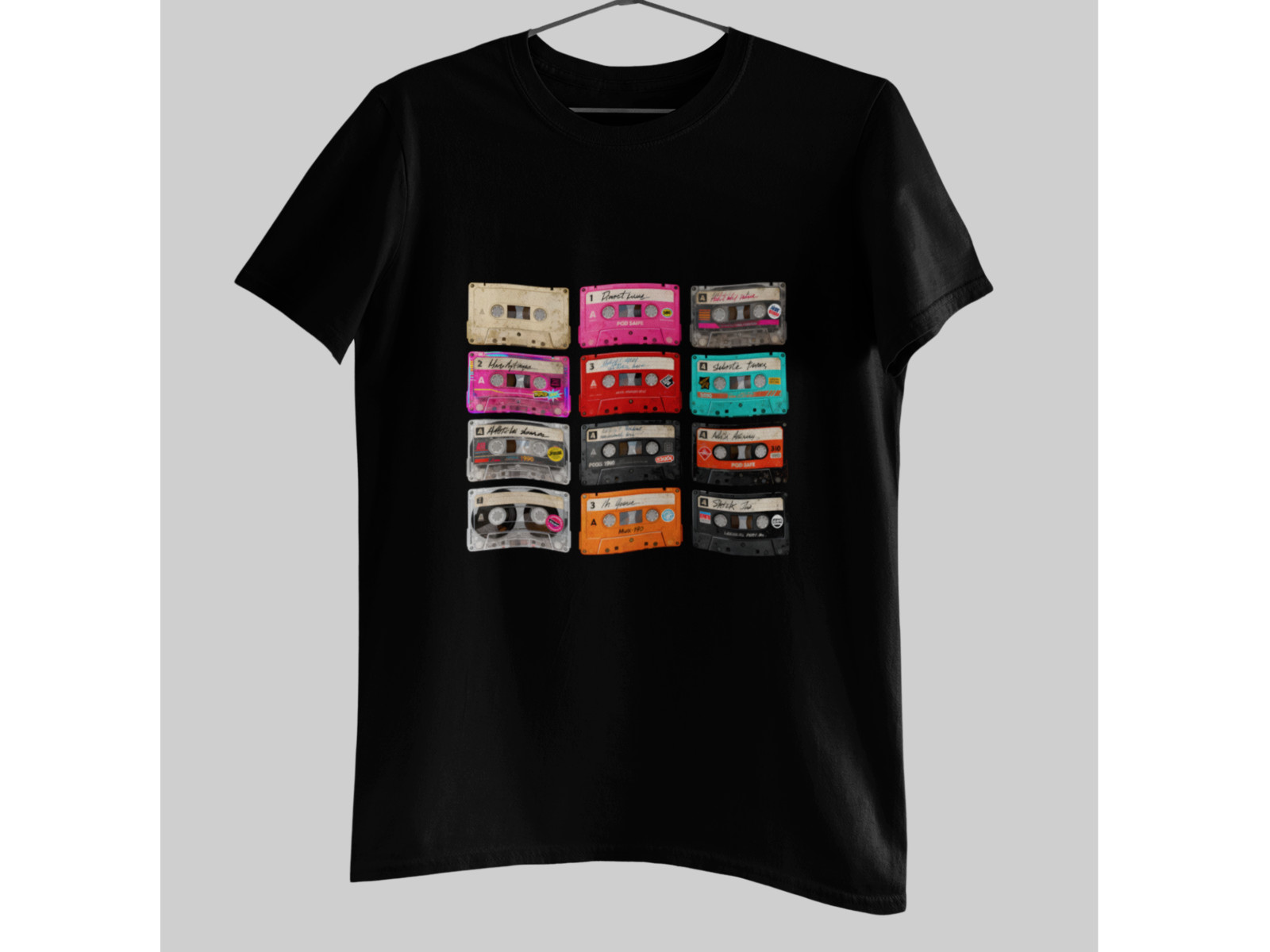Retro Cassette Tape Shirt Vintage Mixtape Collage 80s 90s Music Lover Tee