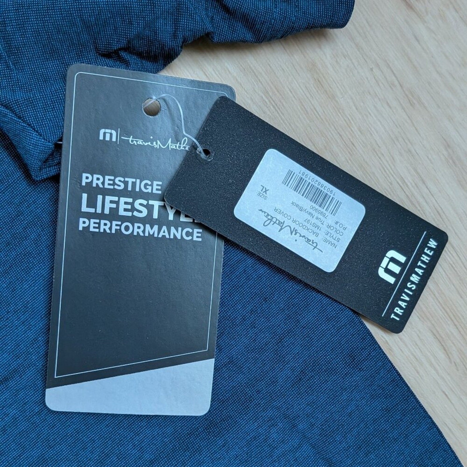 NWT TravisMathew Prestige Lifestyle Performance Backdoor Tee True Navy/Black XL