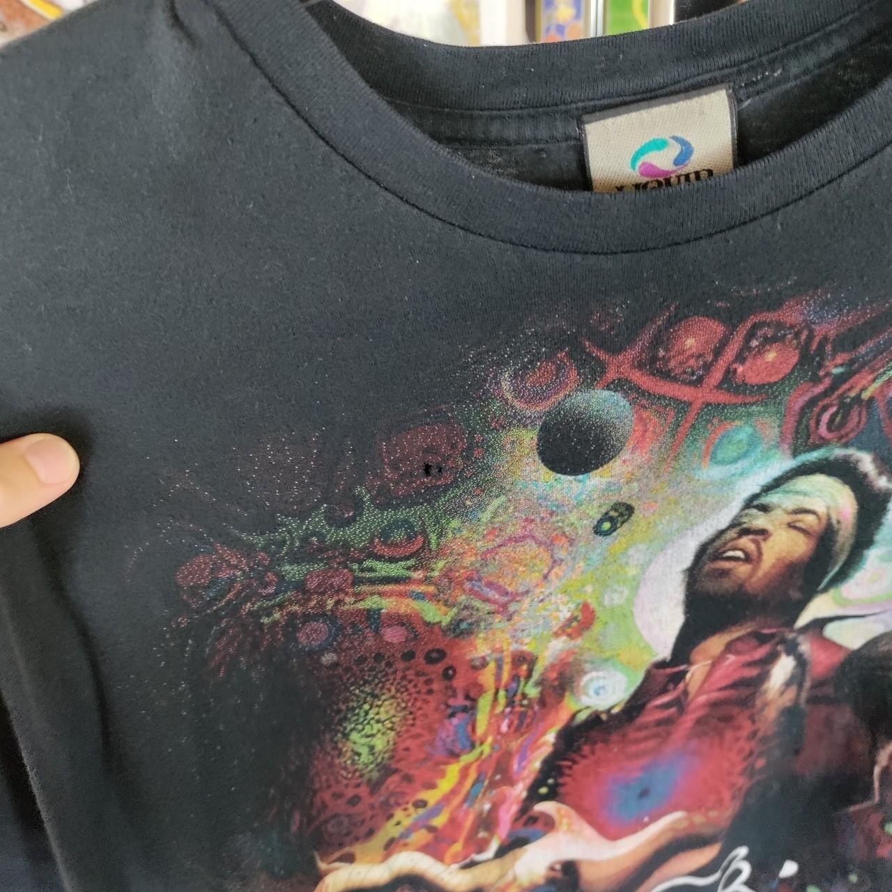 Jimi Hendrix Multi Colored Liquid Blue Shirt Size Xl Distress Holes 21×29 A3ed