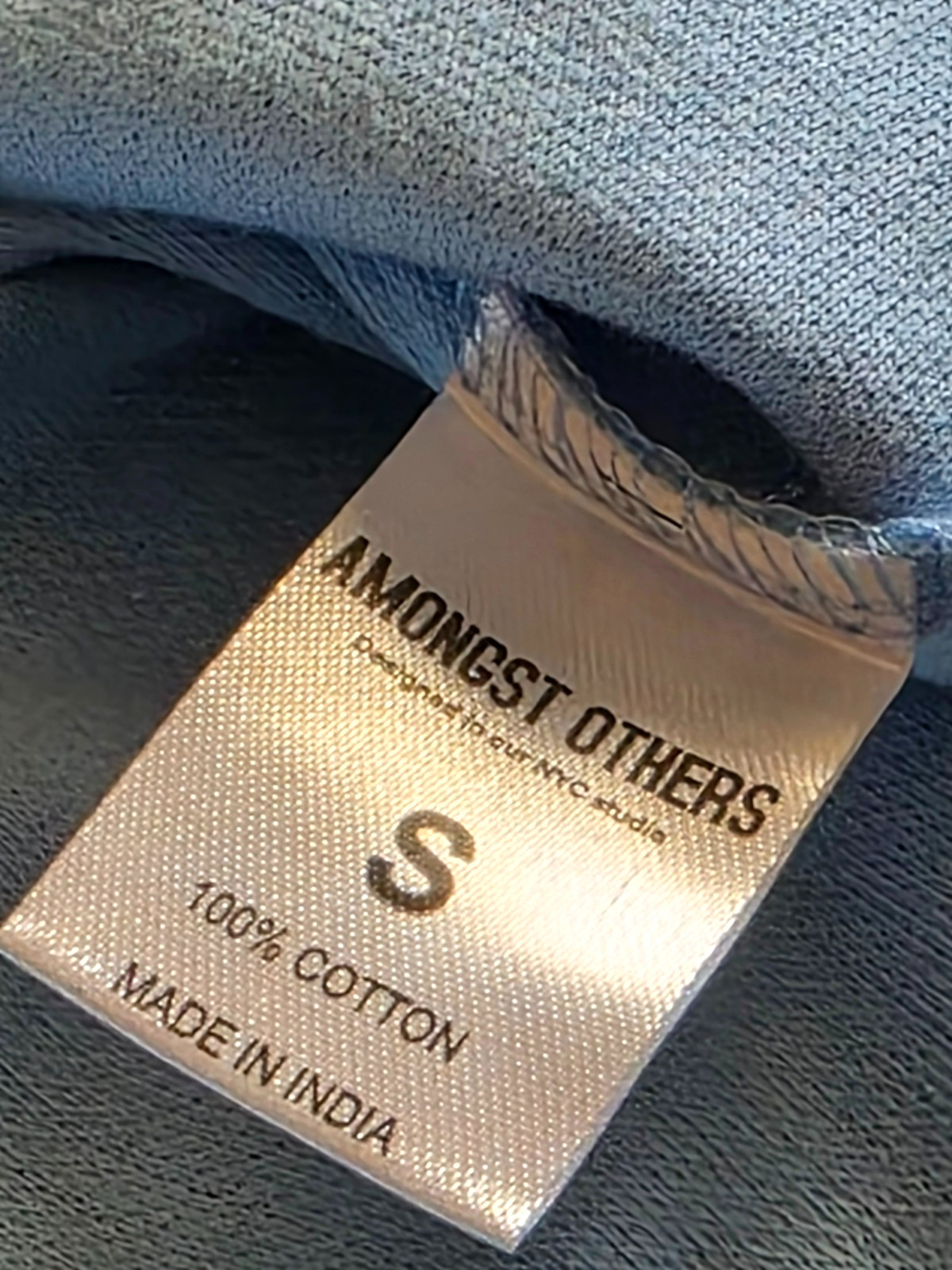 Amongst Others Men S Drop Shoulder Boxy Fit T-Shirt Blue Ribbed Pocket Shirt NWT