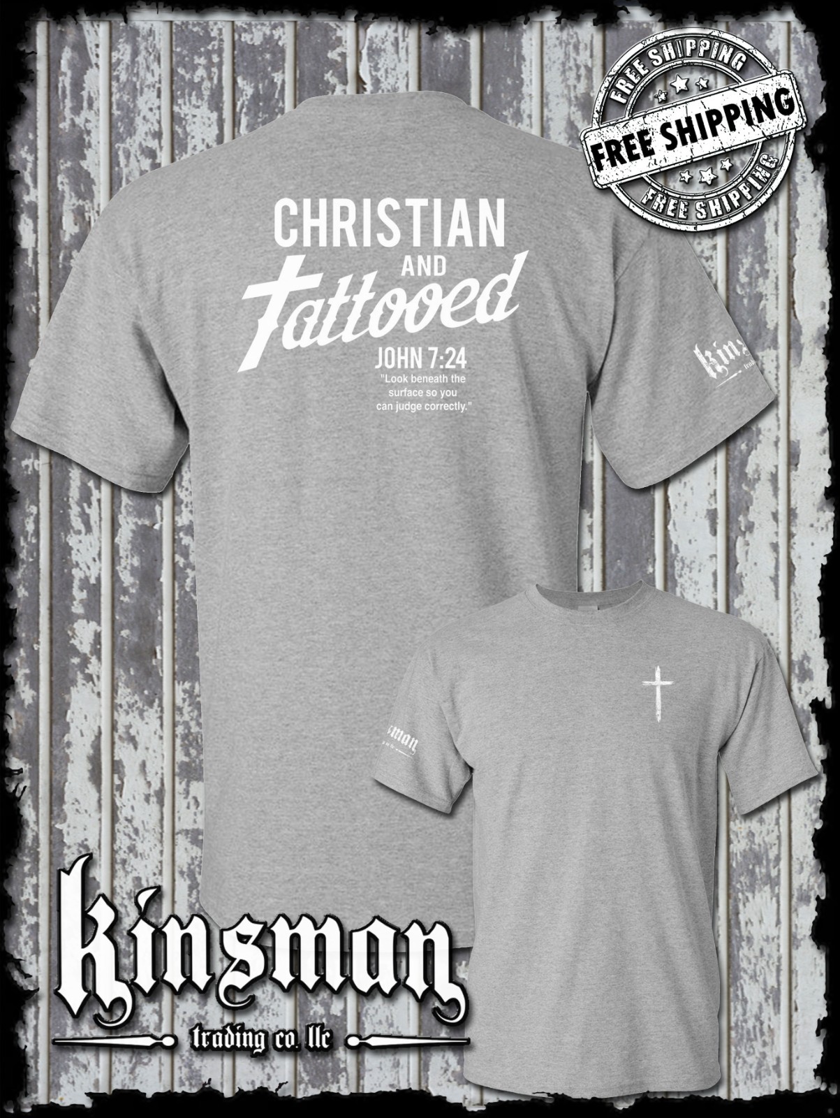Christian and Tattooed 2-Sided T-Shirt – Religious Jesus Christ God Spiritual