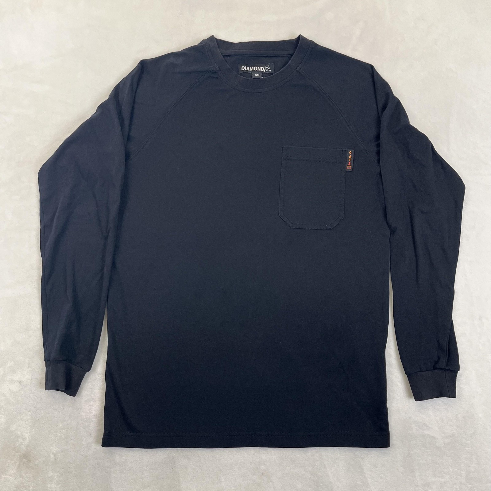 Diamond FR Long Sleeve T-Shirt Mens Small Black Flame Resistant Pocket Workwear