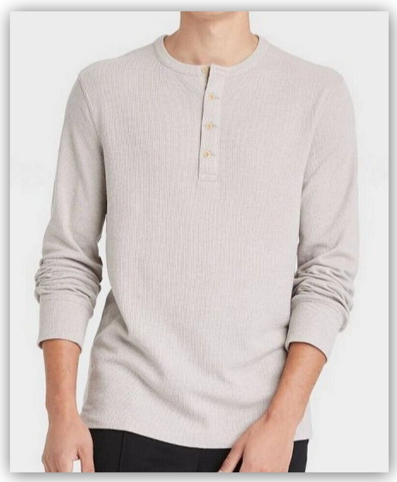 Long Sleeve TEXTURED HENLEY Shirts- Goodfellow Burgundy Gray Tan White Basil 1