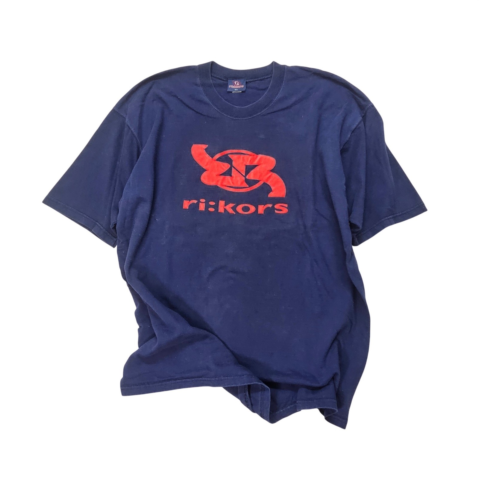 Vintage Ri:kors Graphic T-Shirt Mens XL Navy Blue Red Logo Y2K Streetwear Tee
