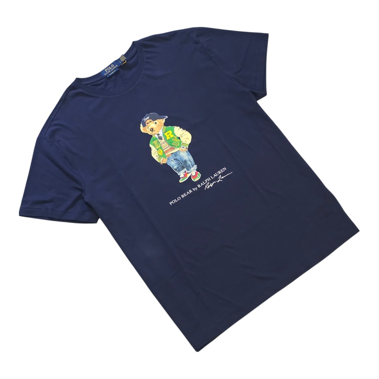 Polo Ralph Lauren Classic Fit Polo Bear Varsity Jersey T-Shirt Navy Short Sleeve