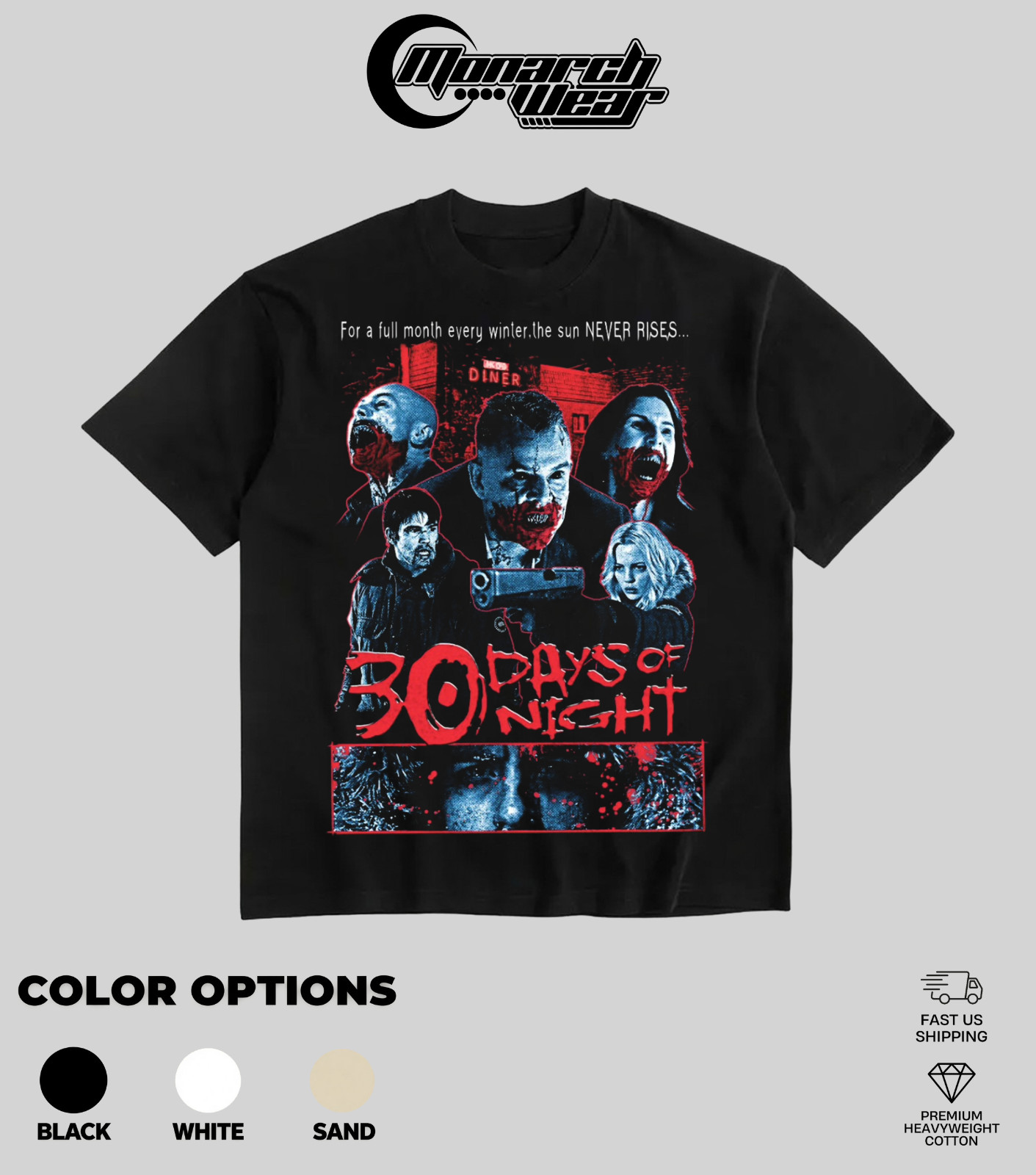 Monarch Wear “30 Days of Night” Vampire Horror Movie Heavyweight T-Shirt