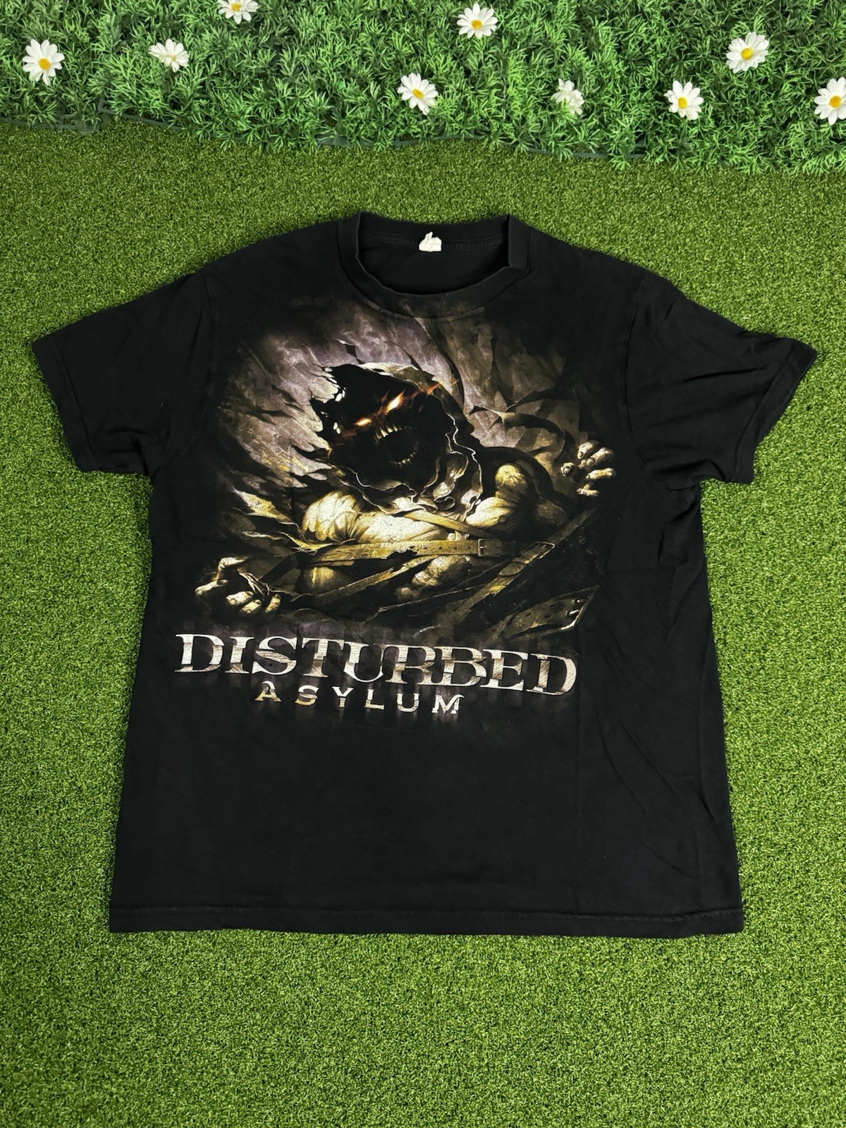 Vintage 2010 Disturbed Asylum Shirt Medium Band Rock Metal Emo Goth Fade SEE