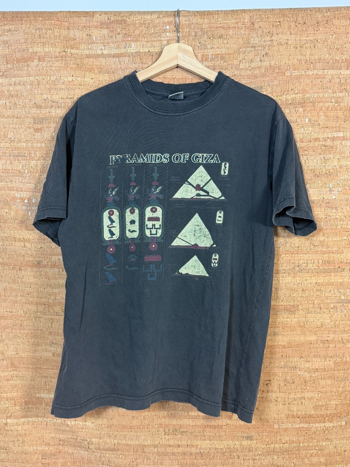 Vintage Sphinx Pyramids of Giza shirt mens Size Large 100% Cotton Made in Egypt