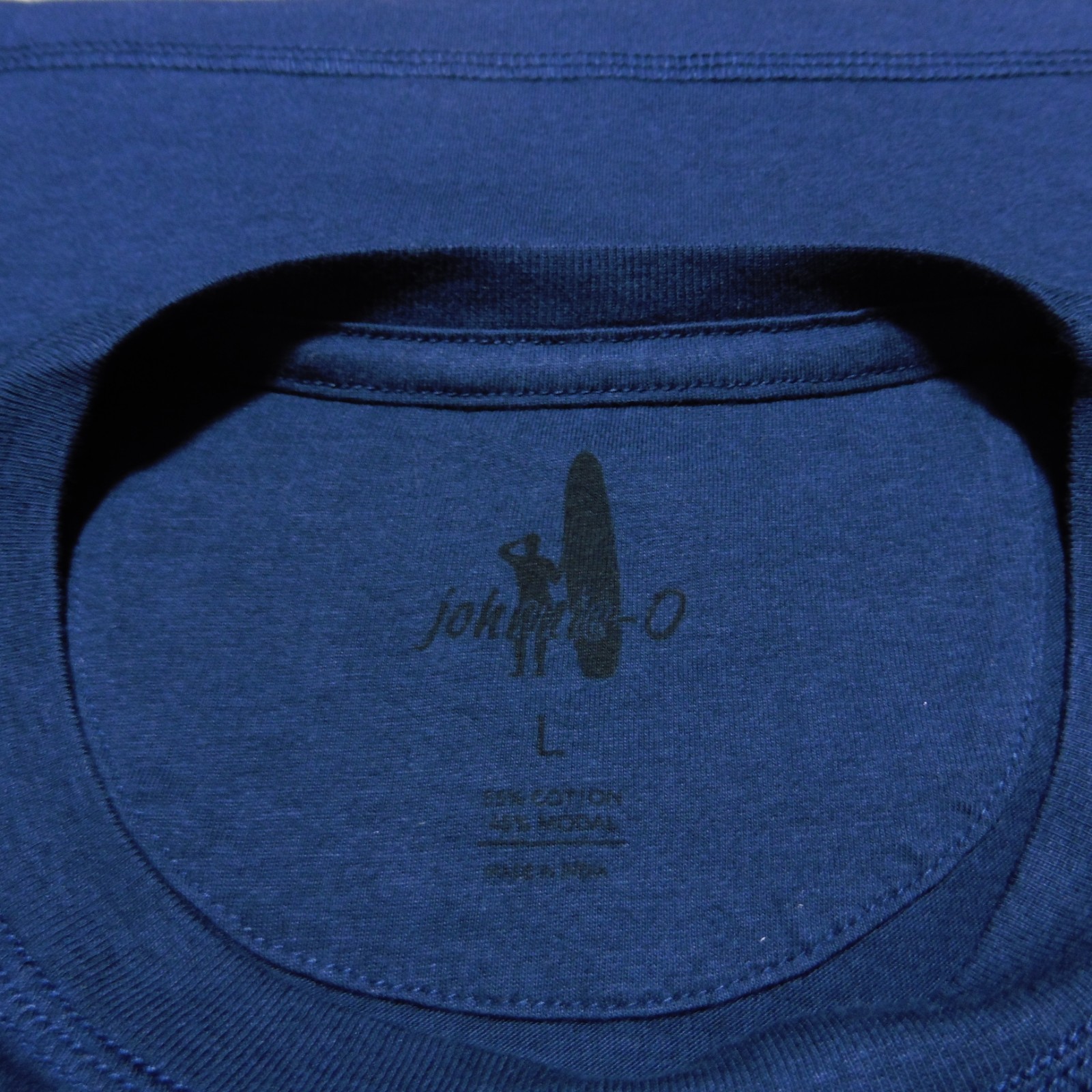 Johnnie-O Men’s L Surfer Stripes Crewneck T-Shirt Navy Blue SS 1 Pocket