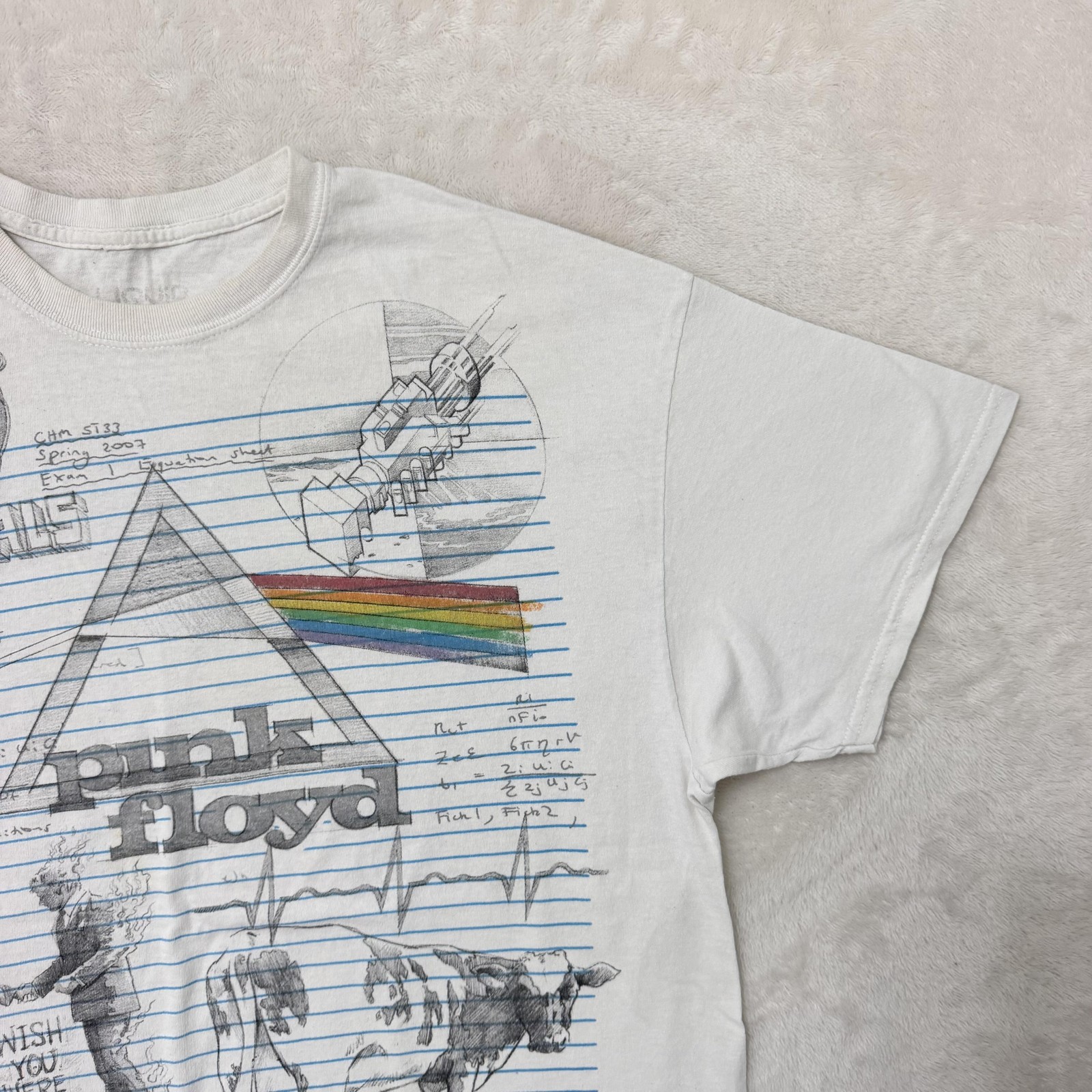 Pink Floyd Liquid Blue Shirt Mens XL White Notebook Art Graphic Rock Music
