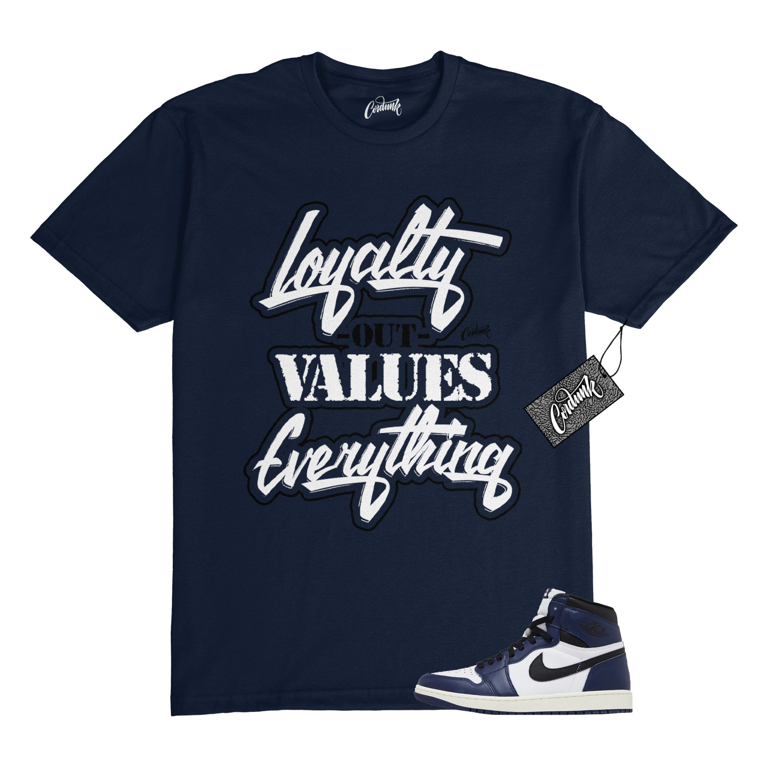 1 Midnight Navy Black White Sail Retro High OG T Shirt to Match LYLTY Jordan