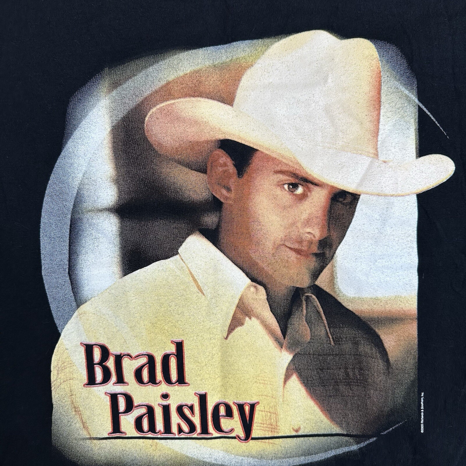 2003 Brad Paisley Country Musician Concert Tour Black Shirt Y2K Mens L Rodeo
