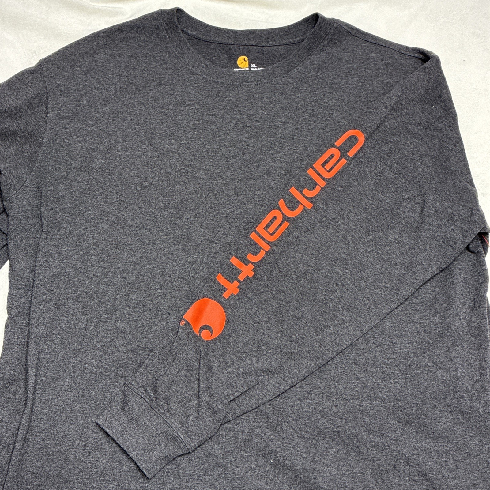 Carhartt K231 Original Fit Long Sleeve Graphic Logo Sleeve Shirt XL Regular Gray