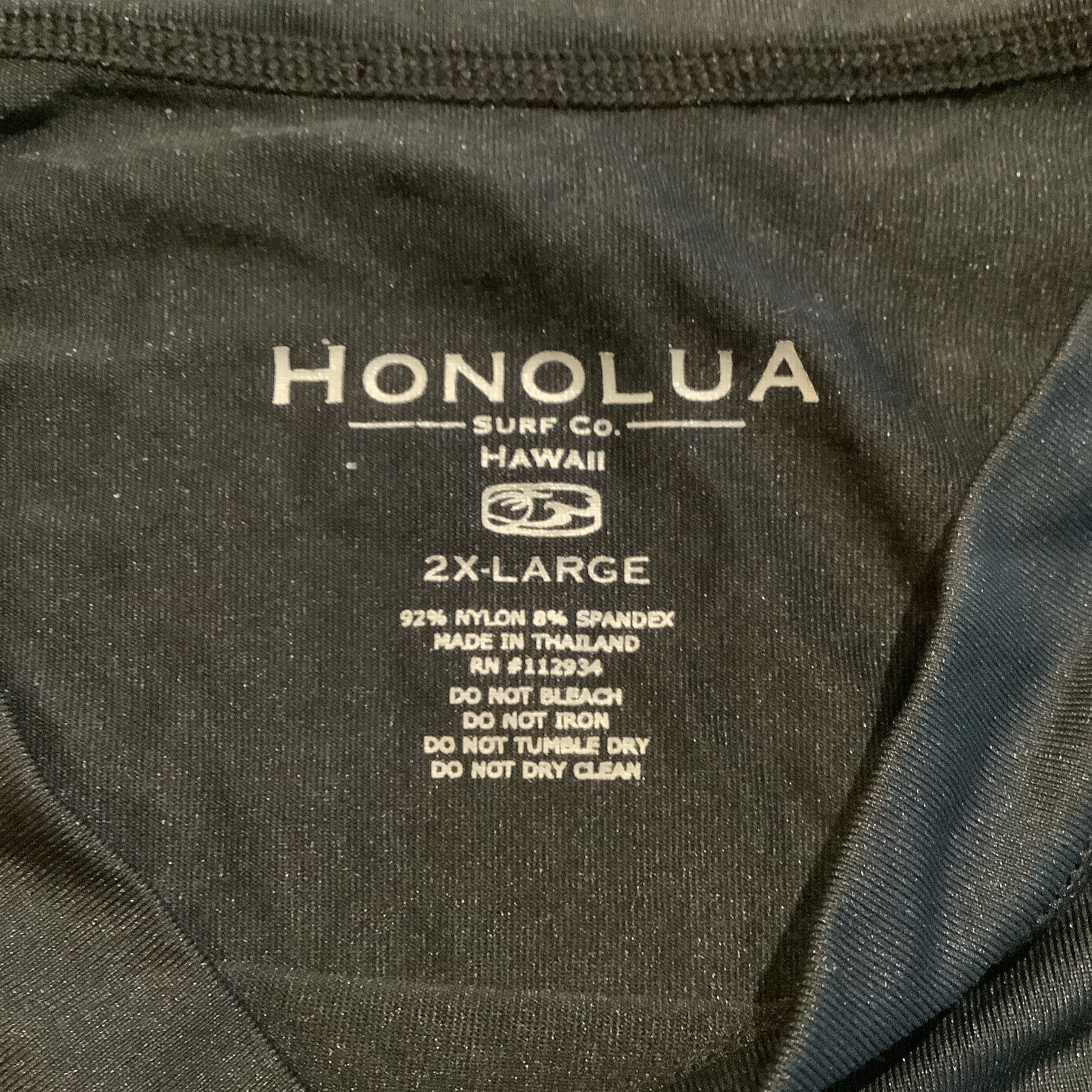 Honolua Surf Co Rash Guard Mens 2XL Black SS Stretch Shirt Beach Hawaii