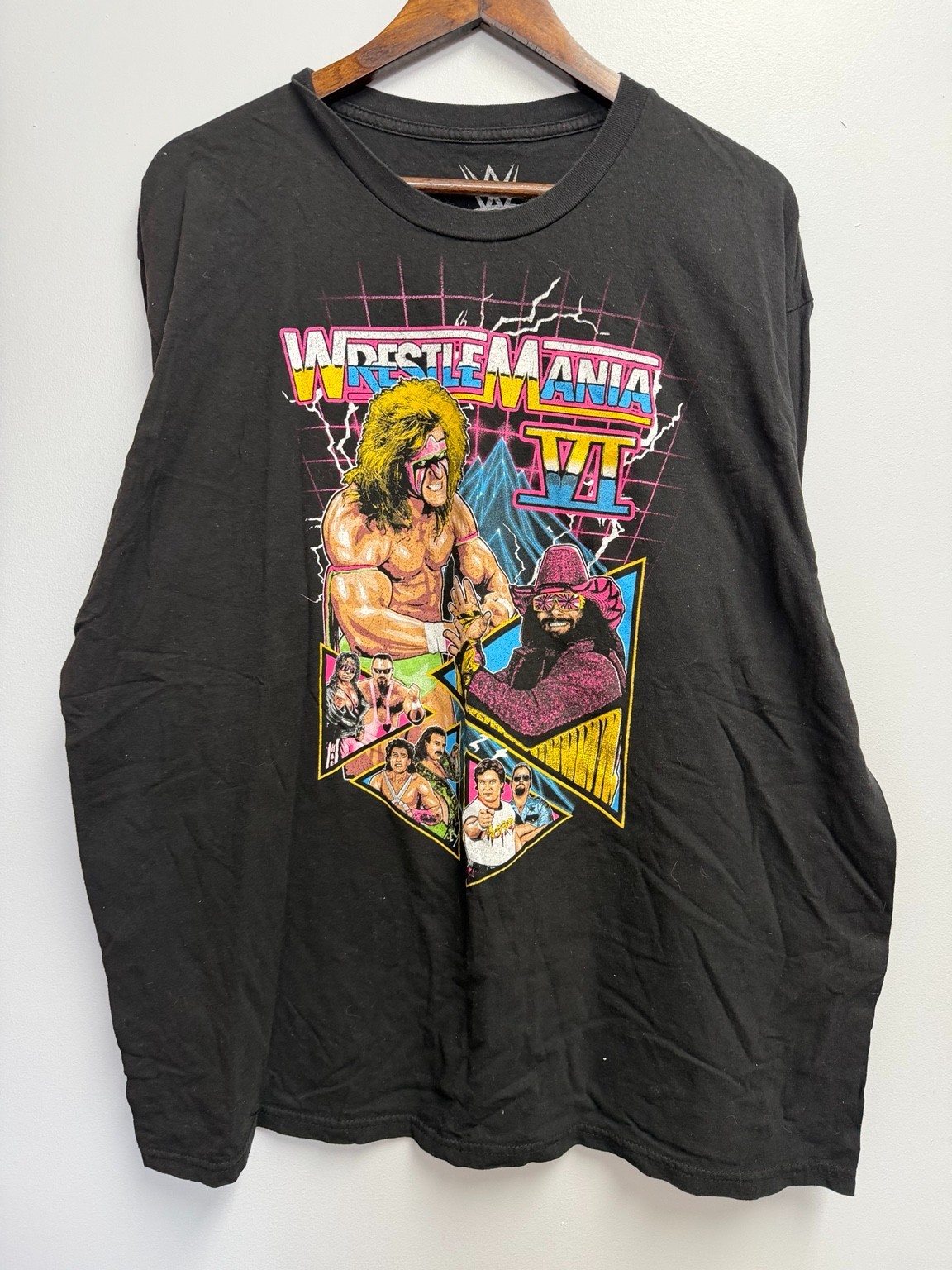 WWE WrestleMania VI T-Shirt Men’s 2XL Ultimate Warrior Macho Man Black Tee
