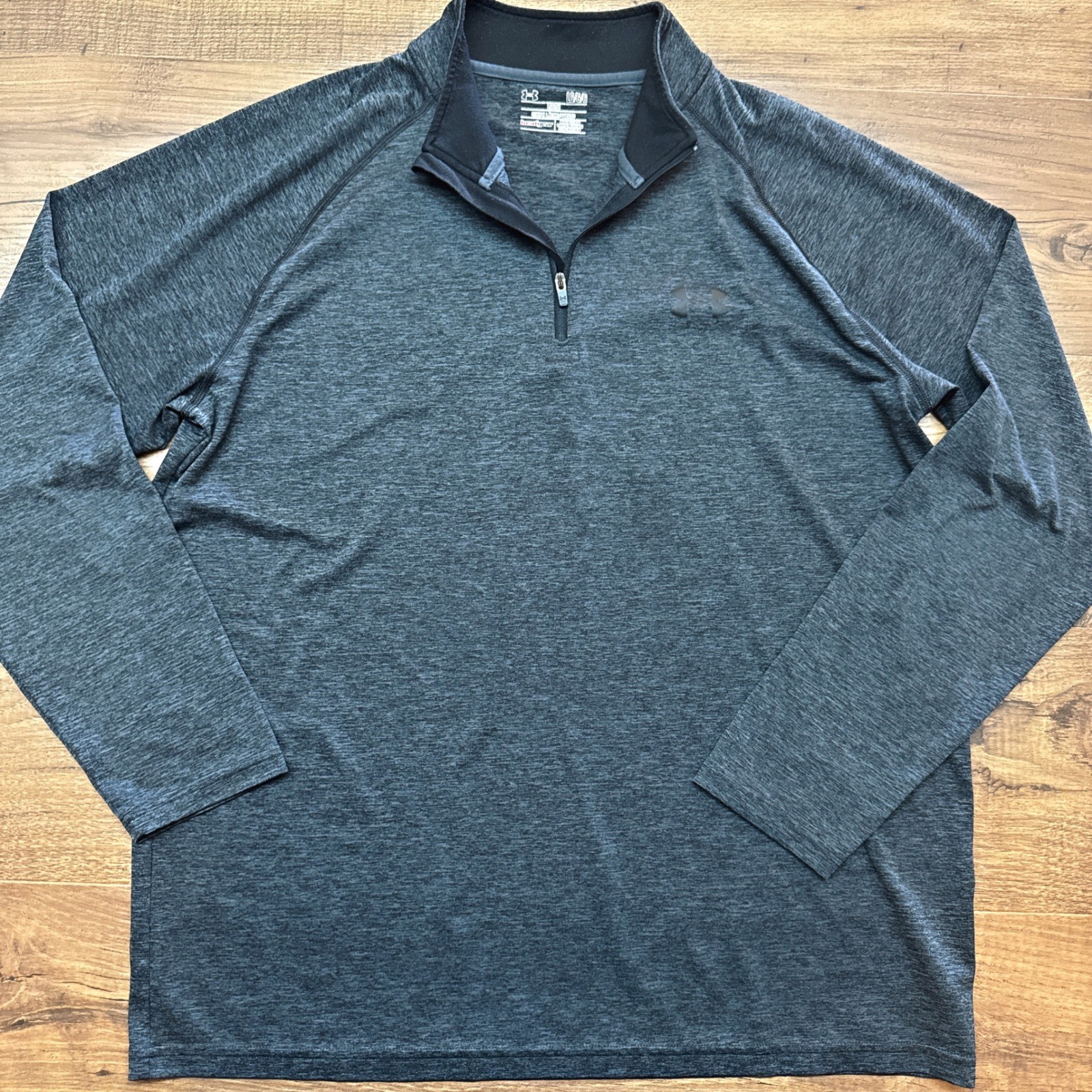 Under Armour Mens Large 1/4 Zip Pullover LS Loose HeatGear Gray Run Outdoors