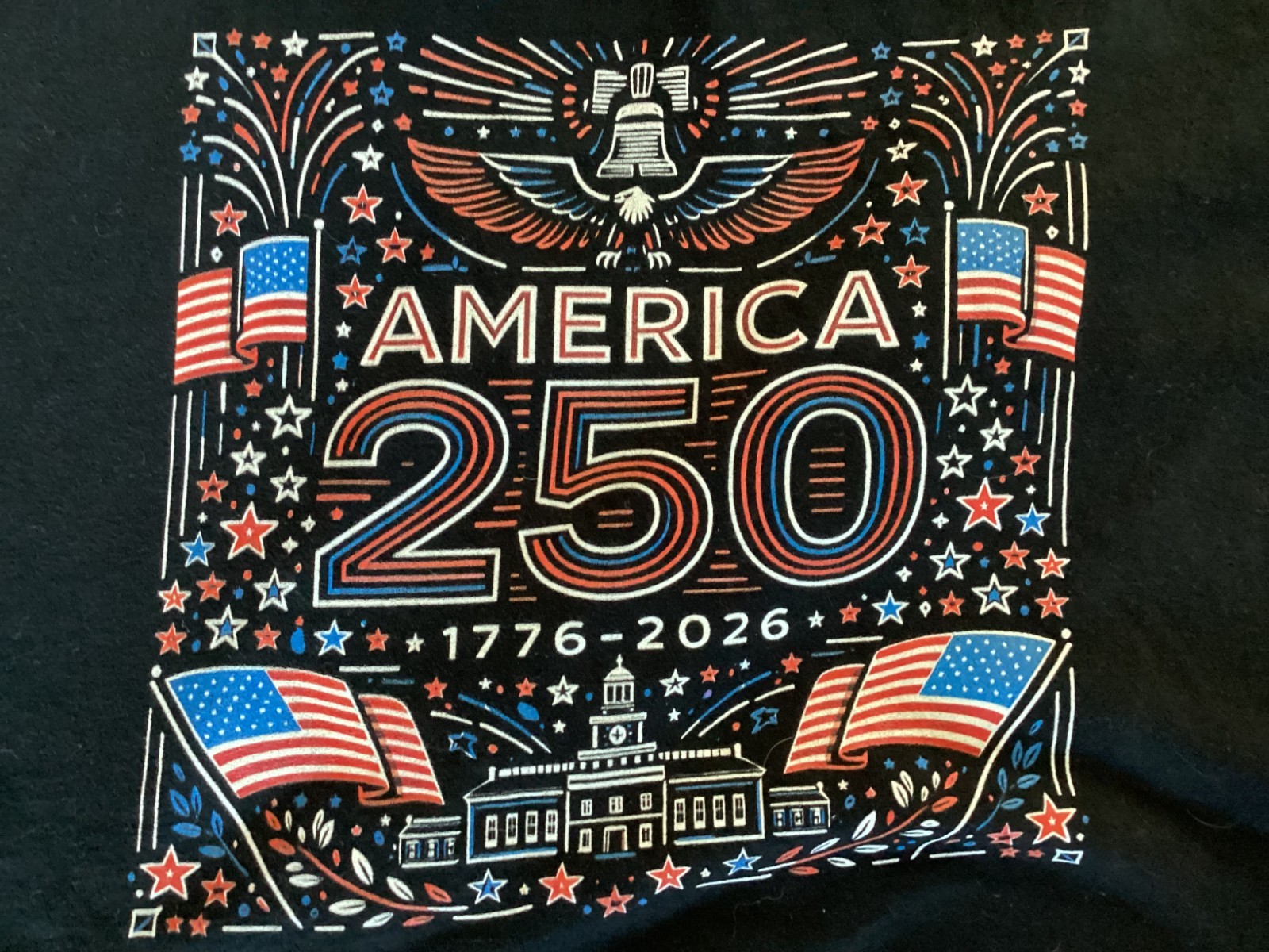 Custom 250th USA Anniversary T-shirts LOT 40 assorted sizes 4th of July vendor