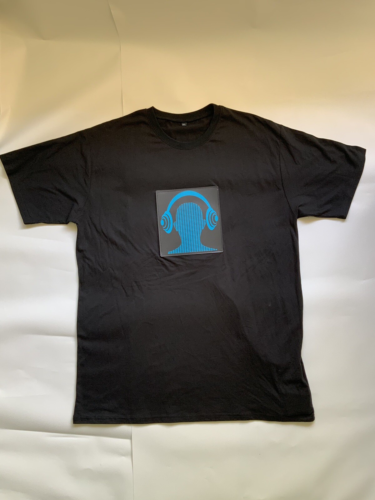 New Sound Music Activated Light Up Flashing LED Equalizer Blk Rave T-Shirt Sz3XL