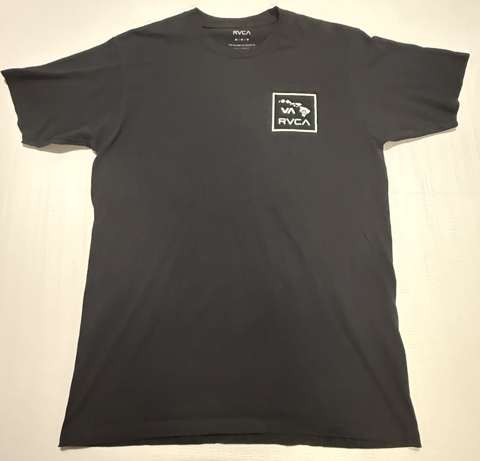RARE RVCA Mens Hawaiian Islands Graphic Print Short Sleeve T Shirt Black Sz M