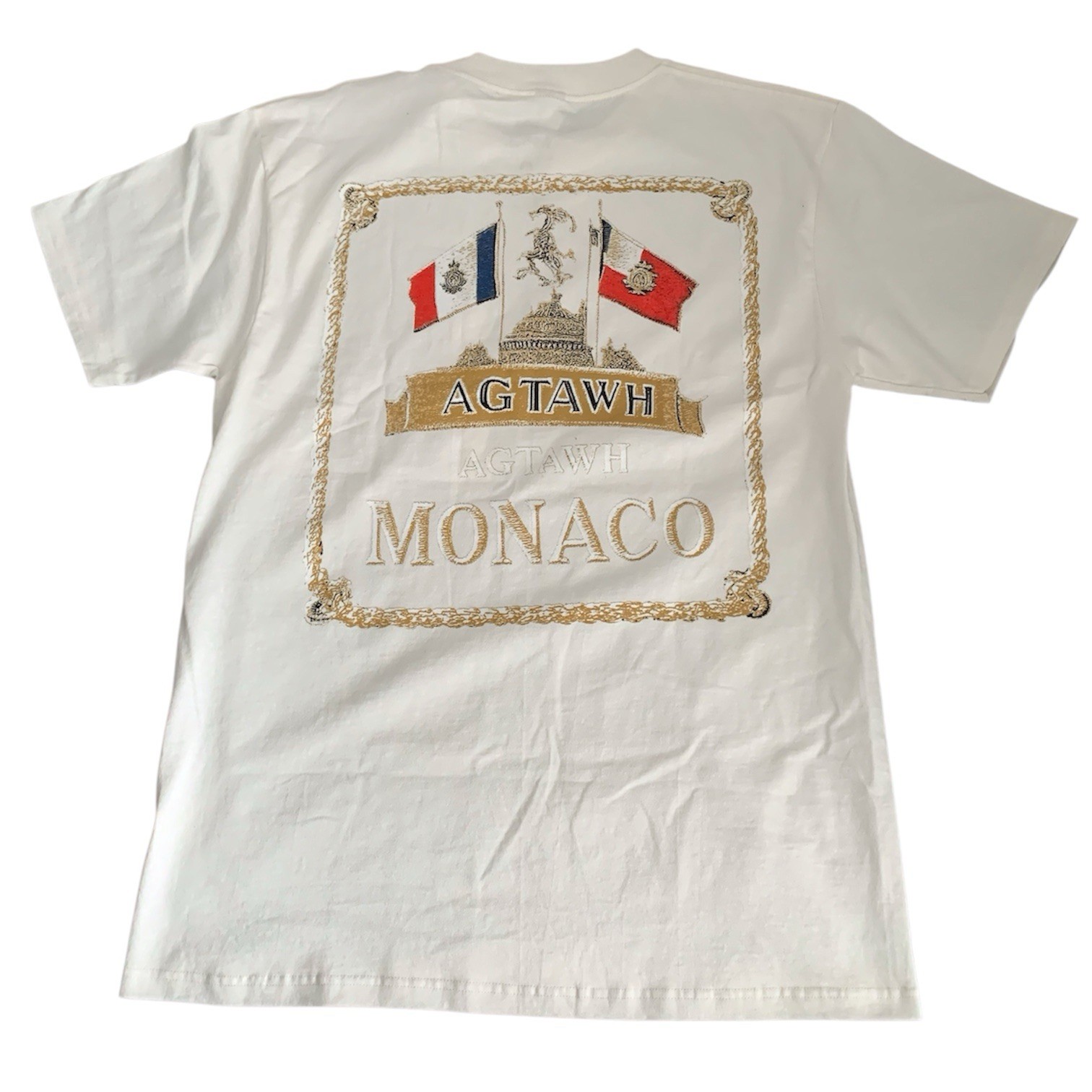 AGTAWH Men’s T-Shirt Size XL 100% Cotton Graphic Print Tee Monaco Royal Beige