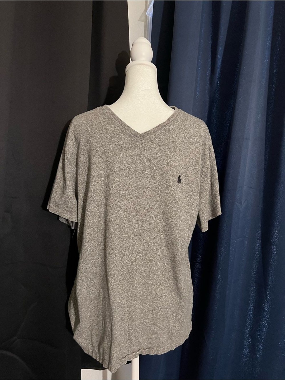 Polo Ralph Lauren Gray Heather V-Neck T-Shirt Men’s Large Black Pony Logo