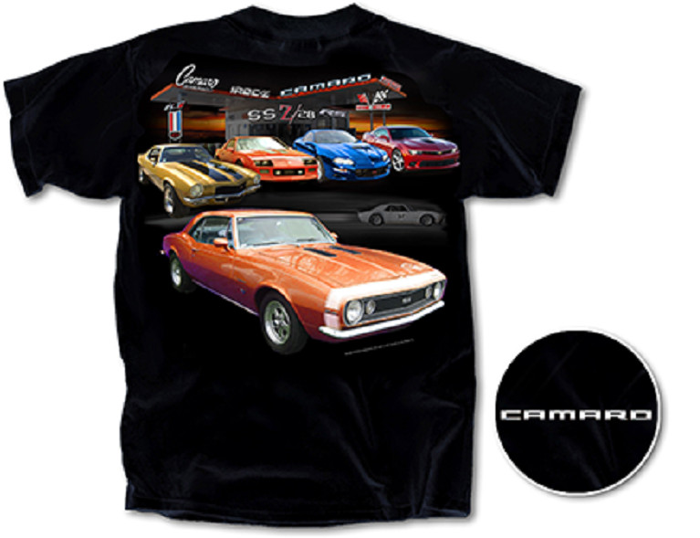 CAMARO T-SHIRT BLACK ALL GENERATIONS IROC-Z,SS,Z/28,ZL1,RS M-XL24.99+2XL FS NEW