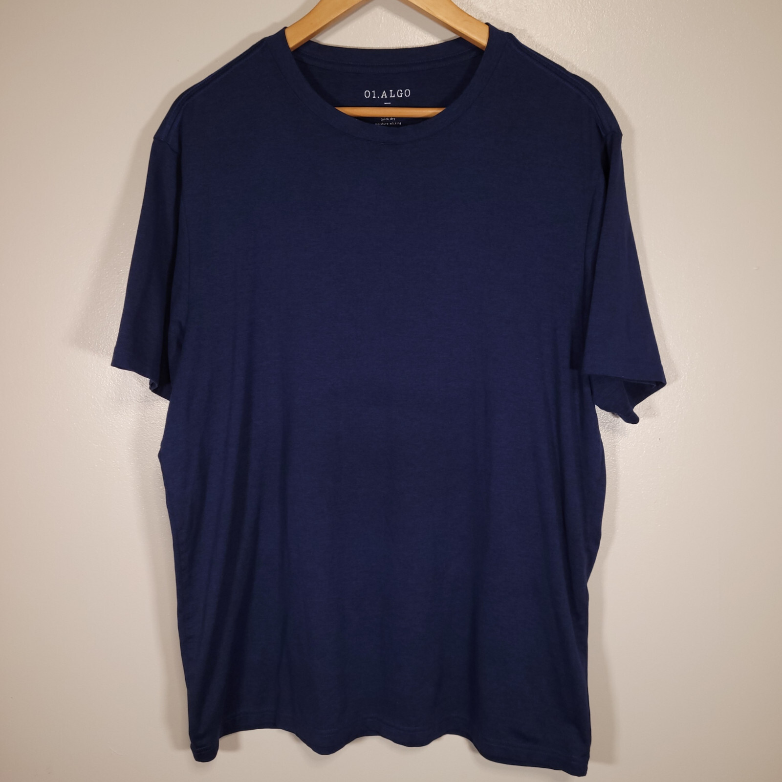 01.Algo Performance Men’s L Blue Activewear T-Shirt SPF 40 Quick Dry Anti Odor
