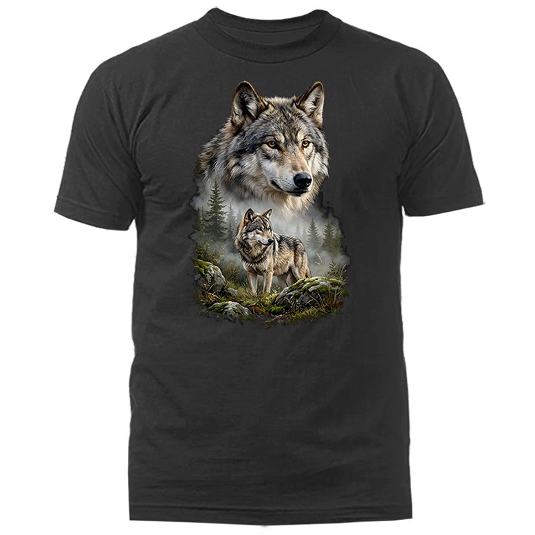Gray Wolf Pack Forest Scene Wildlife Nature Wilderness T-shirt