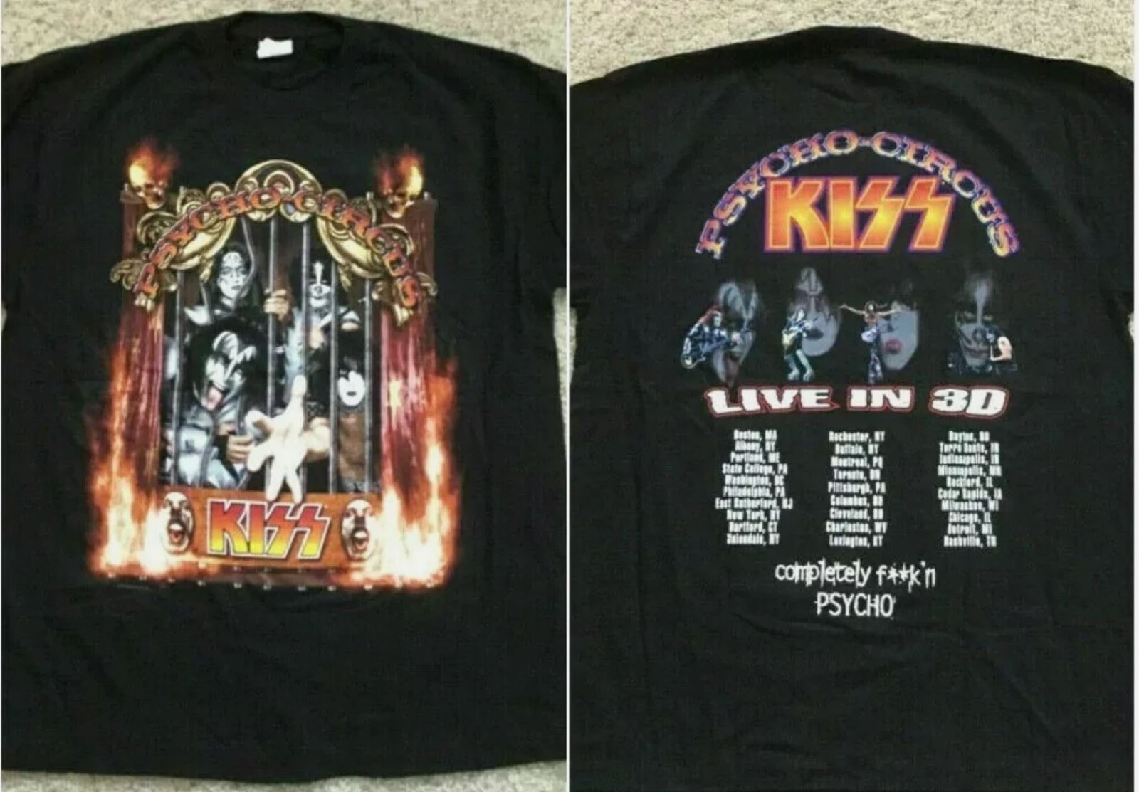 1998 KISS PSYCHO CIRCUS CONCERT LIVE IN 3D T SHIRT