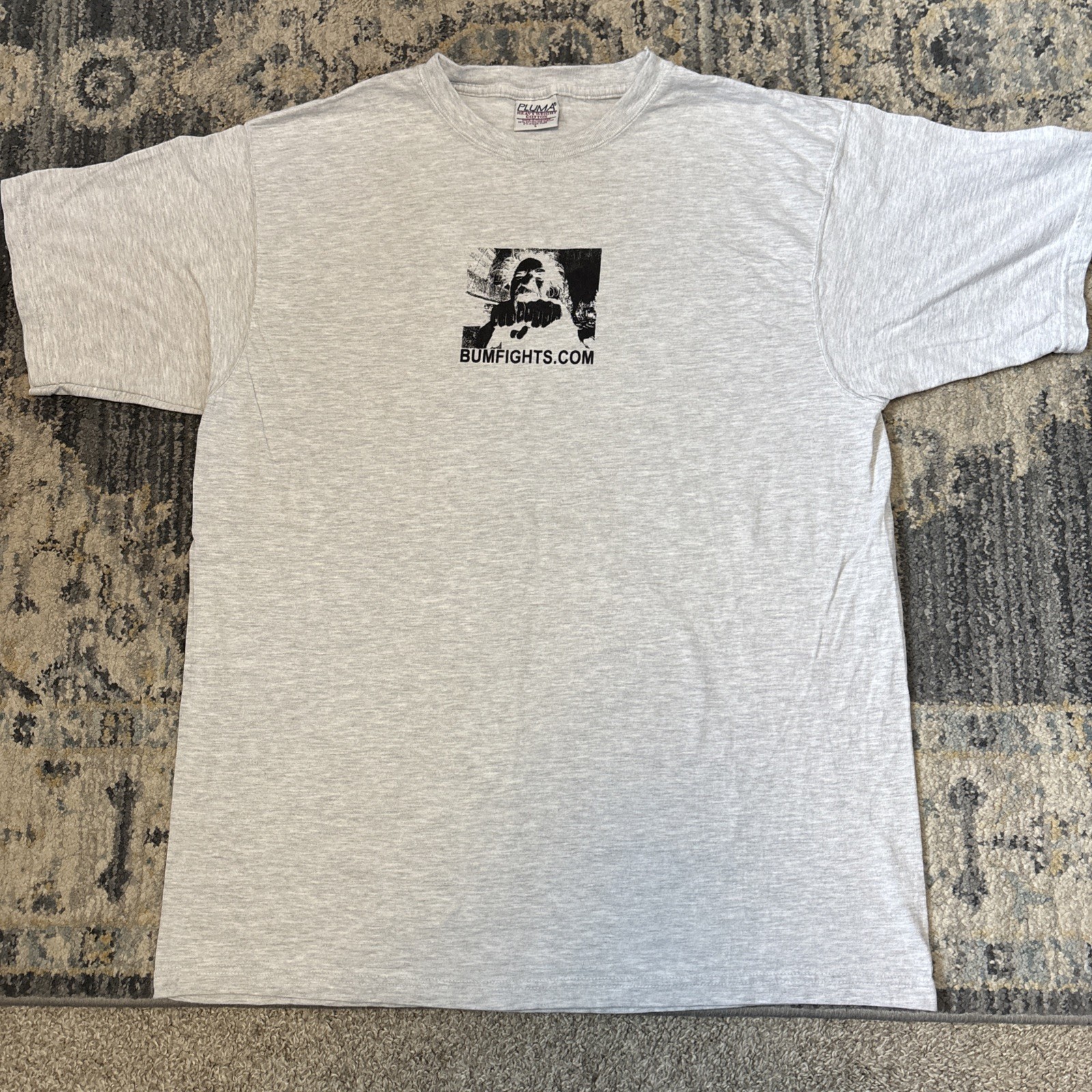 Bumfights DIY Screen-printed shirt, Large Vintage Pluma Gray, Indecline