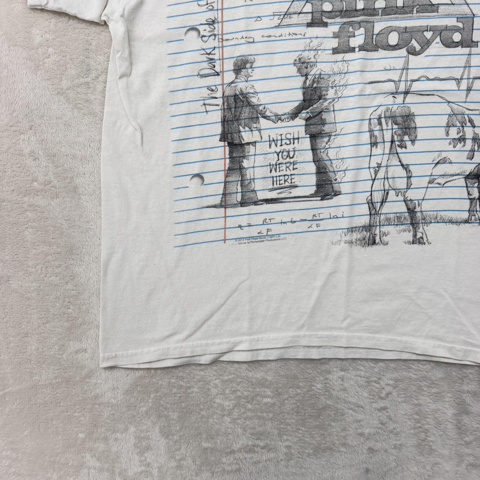 Pink Floyd Liquid Blue Shirt Mens XL White Notebook Art Graphic Rock Music