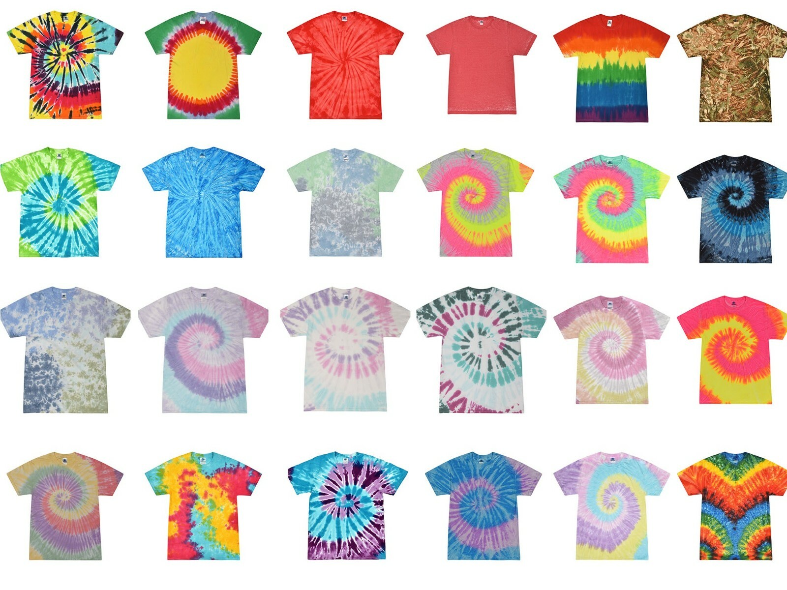 Tie Dye T-Shirts Multi-Color Kids & Adult 100% Cotton Colortone