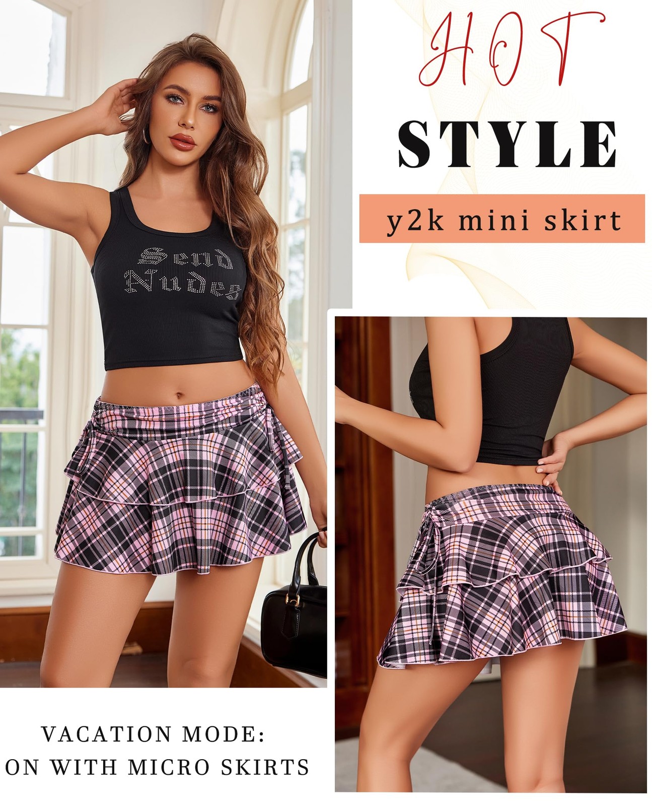 Skirts for Y2K Mini Pleated Skirt Tiered Micro Skirt Rave Skirts Casual Role …