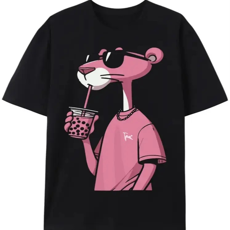 Pink Cartoon Graphic T-Shirt Trendy Streetwear Unisex Cotton Tee