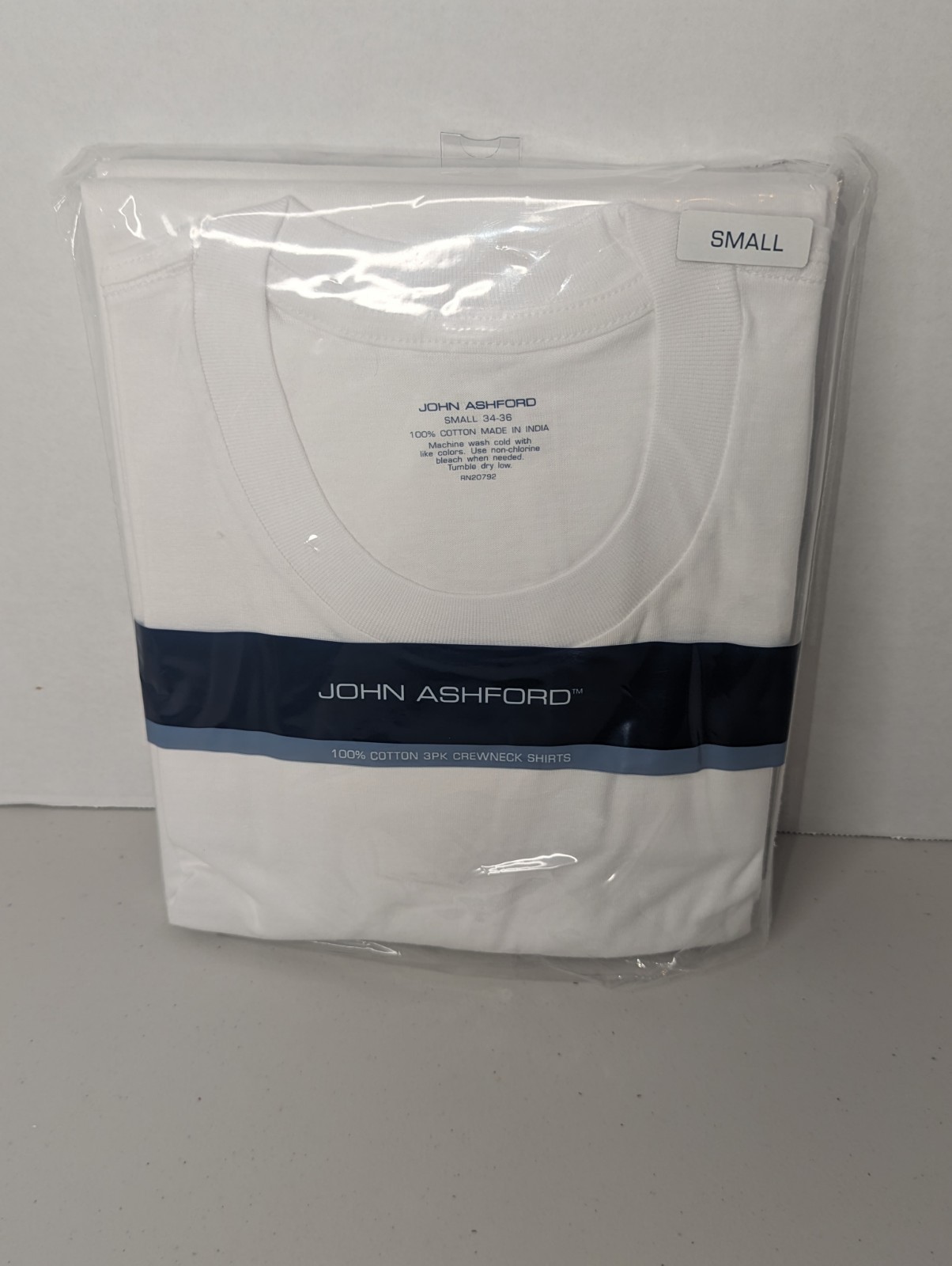 John Ashford Men’s 100% Cotton Crew Neck T-Shirt 3 Pack Size Small 34-36