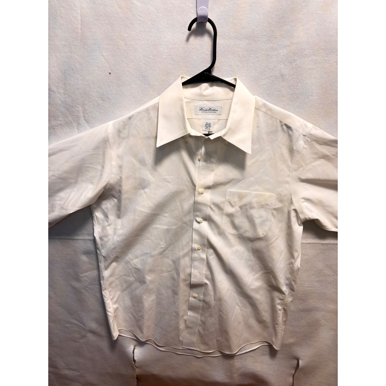 Brooks Brothers Non Iron 100 Cotton long Sleeve Button Down Dress Shirt 15.5 34