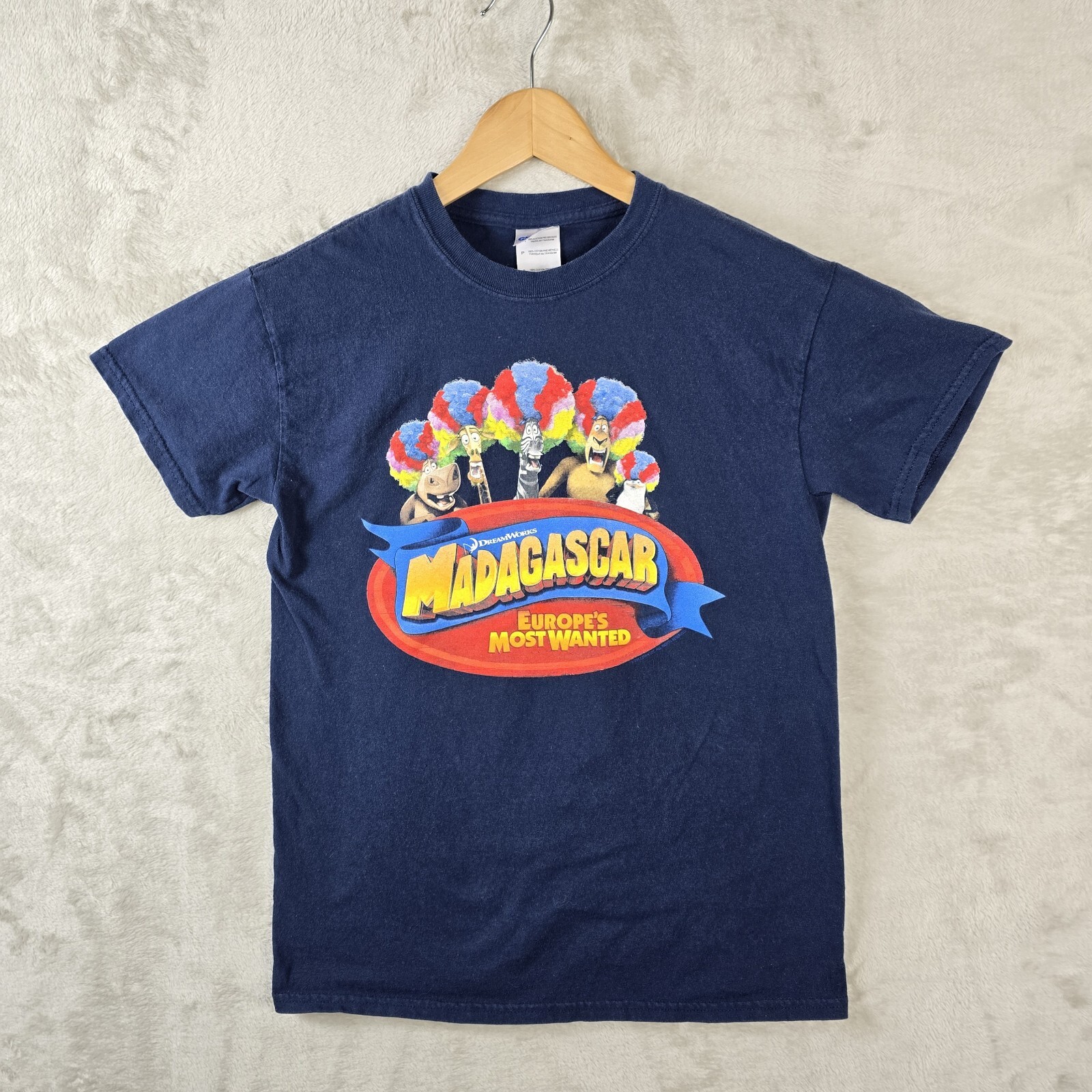 Madagascar Europes Most Wanted Promo Movie T-shirt Small Dreamworks Blue 2012