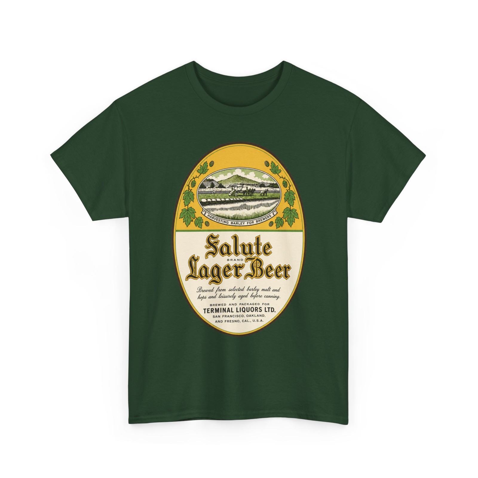 Salute Lager Beer Rainier Brewing San Francisco CA 30s Retro Breweriana T-Shirt