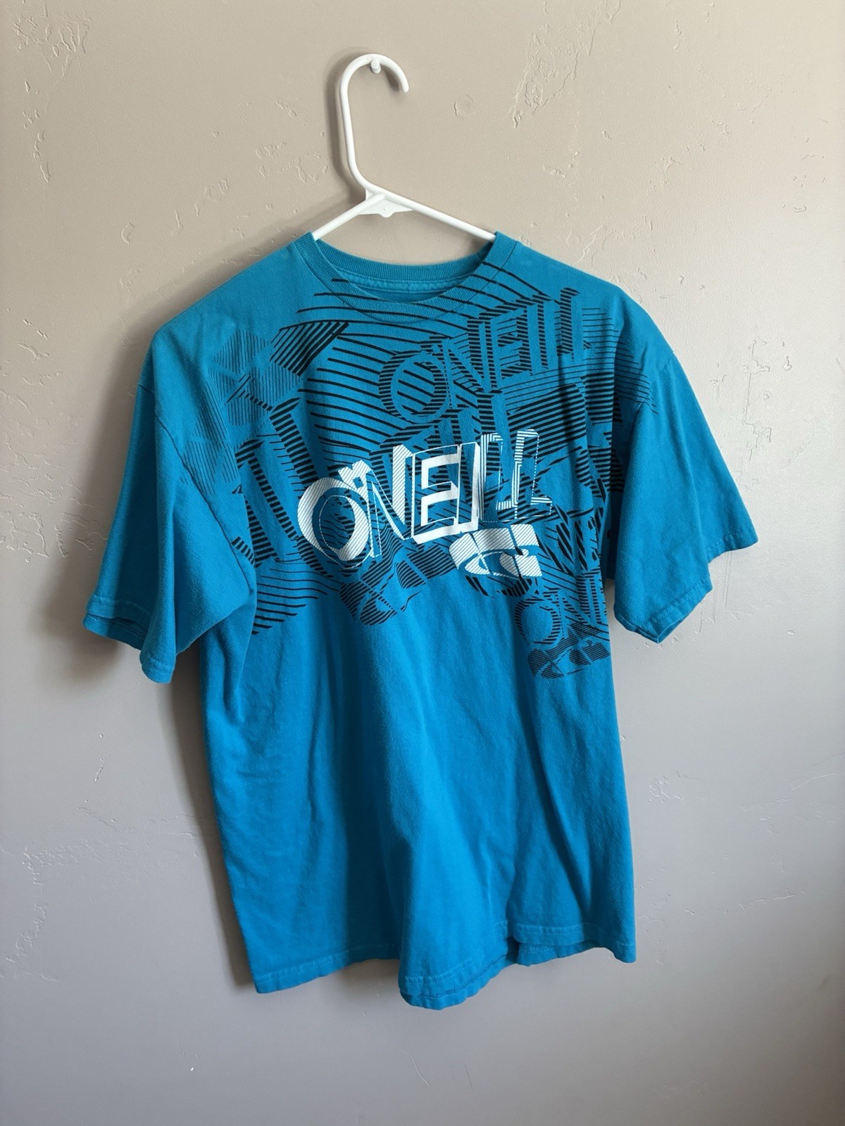 O’Neill Men’s Blue Graphic Logo Tee L Cotton Jersey Crew Neck Short Sleeve