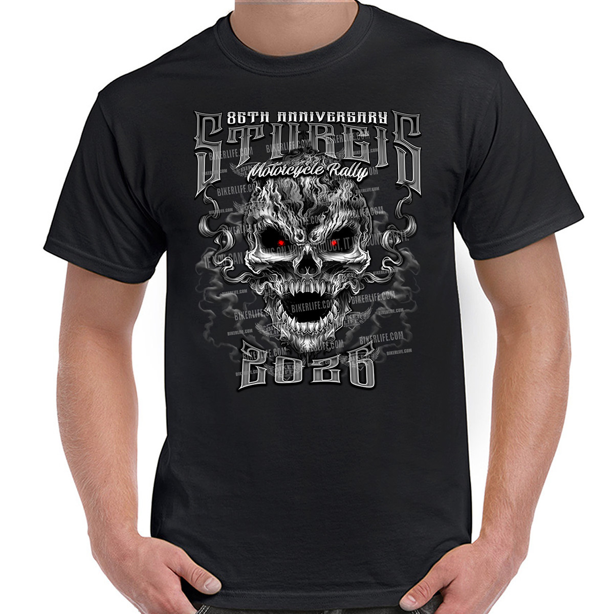 T-Shirt 2026 Sturgis Motorcycle Rally Wicked Skull No Harley